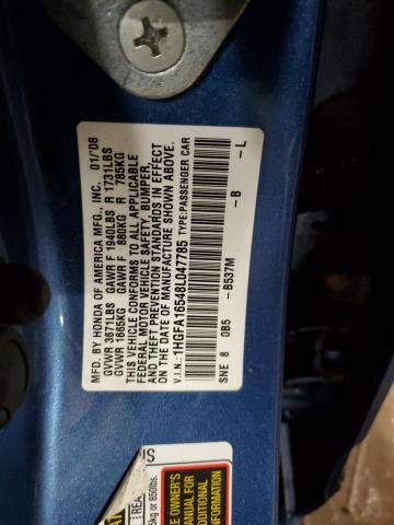 1HGFA16548L047785 - 2008 HONDA CIVIC LX BLUE photo 13