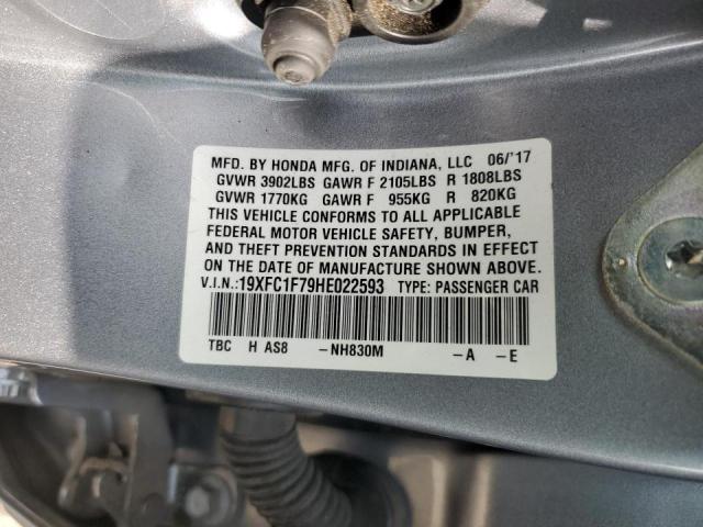 19XFC1F79HE022593 - 2017 HONDA CIVIC EXL SILVER photo 12