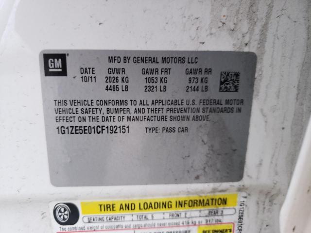 1G1ZE5E01CF192151 - 2012 CHEVROLET MALIBU LTZ 白色 照片 12