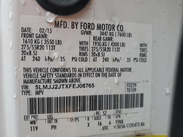 5LMJJ2JTXFEJ08765 - 2015 LINCOLN NAVIGATOR WHITE photo 13