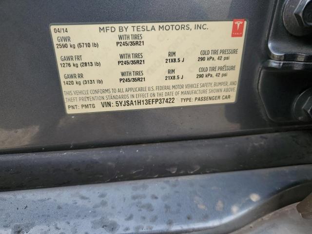 5YJSA1H13EFP37422 - 2014 TESLA MODEL S GRAY photo 12