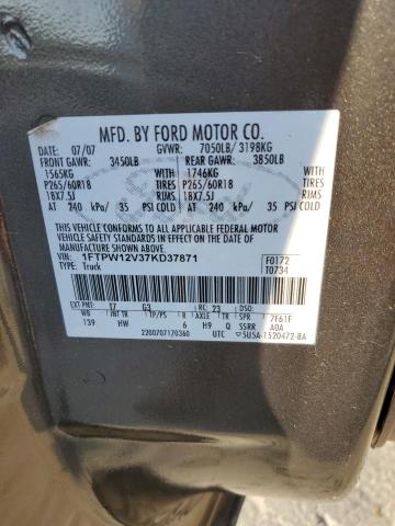 1FTPW12V37KD37871 - 2007 FORD F150 SUPERCREW TWO TONE photo 12