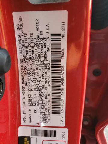 5TEJU62N95Z113134 - 2005 TOYOTA TACOMA DOUBLE CAB PRERUNNER RED photo 12