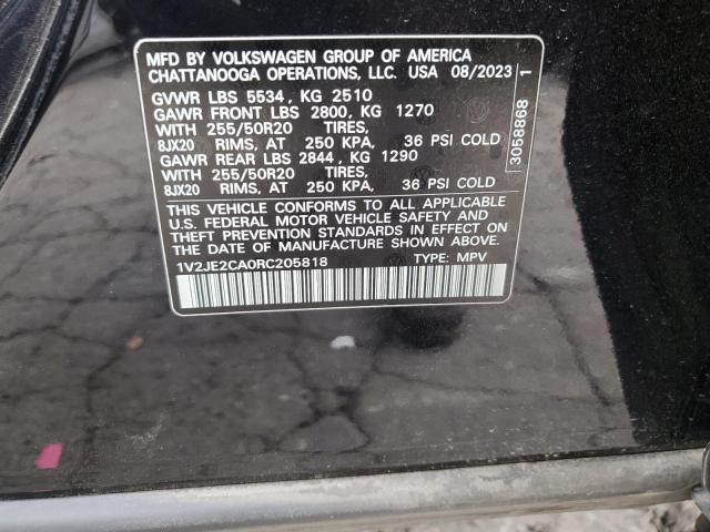 1V2JE2CA0RC205818 - 2024 VOLKSWAGEN ATLAS CROS SE BLACK photo 13
