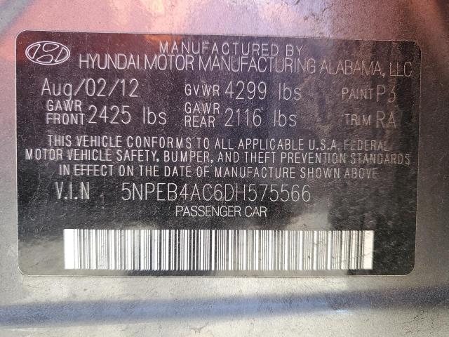 5NPEB4AC6DH575566 - 2013 HYUNDAI SONATA GLS GRAY photo 13