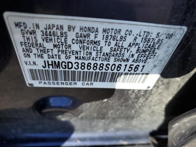 JHMGD38688S061561 - 2008 HONDA FIT SPORT BLUE photo 12