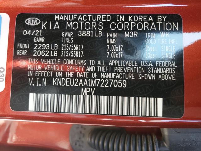 KNDEU2AA1M7227059 - 2021 KIA SELTOS S RED photo 12