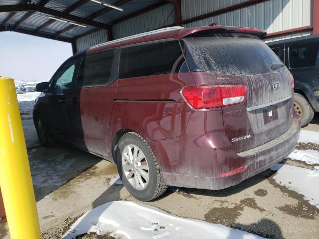 KNDMB5C16G6161294 - 2016 KIA SEDONA LX MAROON photo 2