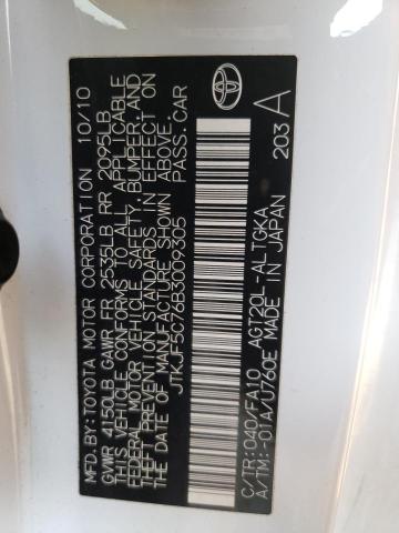 JTKJF5C76B3009305 - 2011 TOYOTA SCION TC თეთრი ფოტო 12