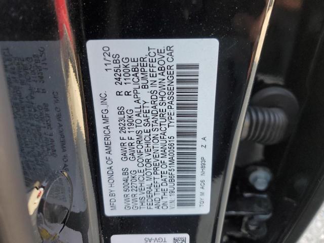 19UUB6F51MA005615 - 2021 ACURA TLX TECH A BLACK photo 13