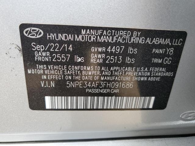 5NPE34AF3FH091686 - 2015 HYUNDAI SONATA SPORT SILVER photo 12