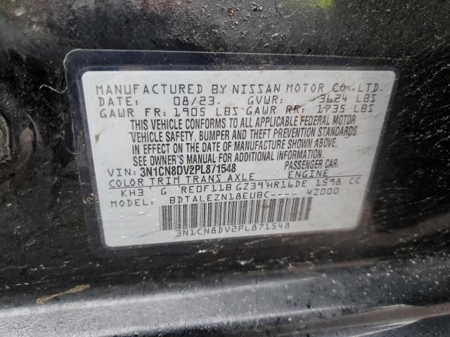 3N1CN8DV2PL871548 - 2023 NISSAN VERSA S BLACK photo 13