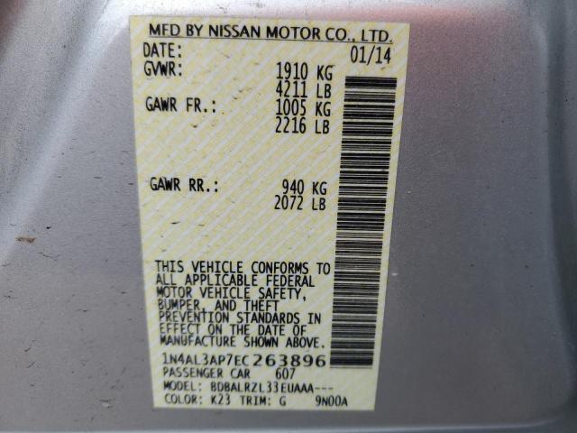 1N4AL3AP7EC263896 - 2014 NISSAN ALTIMA 2.5 SILVER photo 12