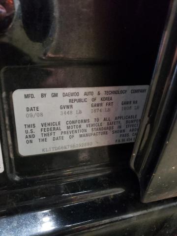 KL1TD66E79B392880 - 2009 CHEVROLET AVEO LS 黑色 照片 12