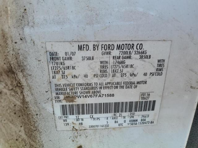 1FTPW14V67FA71588 - 2007 FORD F150 SUPERCREW WHITE photo 13