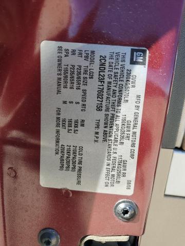 2CNDL23F176027158 - 2007 CHEVROLET EQUINOX LS BURGUNDY photo 12