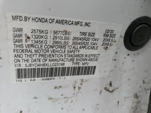 5J8YD4H8XLL023198 - 2020 ACURA MDX ADVANCE WHITE photo 13