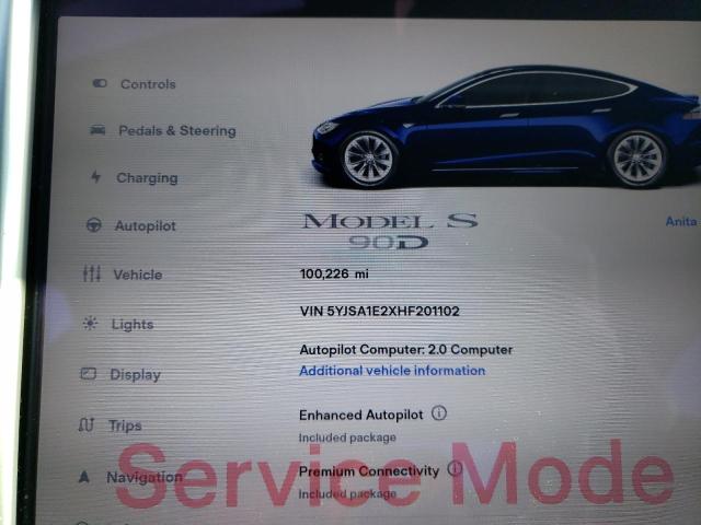 5YJSA1E2XHF201102 - 2017 TESLA MODEL S Mavi foto 9