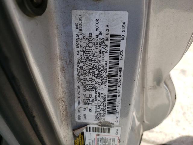 5TETX22N05Z076502 - 2005 TOYOTA TACOMA ACCESS CAB SILVER photo 12