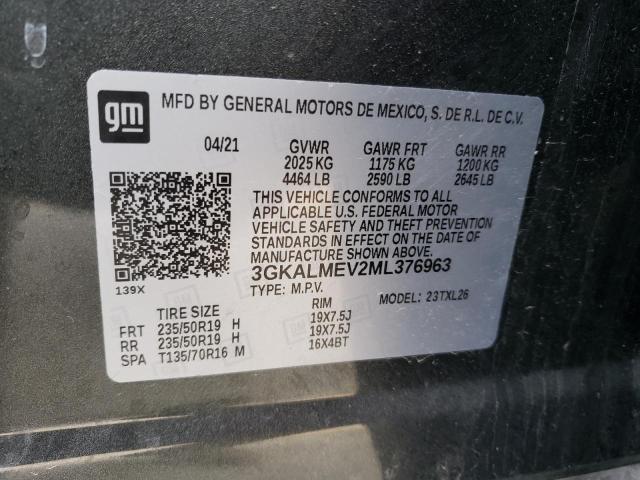 3GKALMEV2ML376963 - 2021 GMC TERRAIN SLE CHARCOAL photo 12