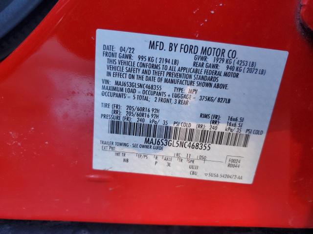 MAJ6S3GL5NC468355 - 2022 FORD ECOSPORT SE Rot Foto 13