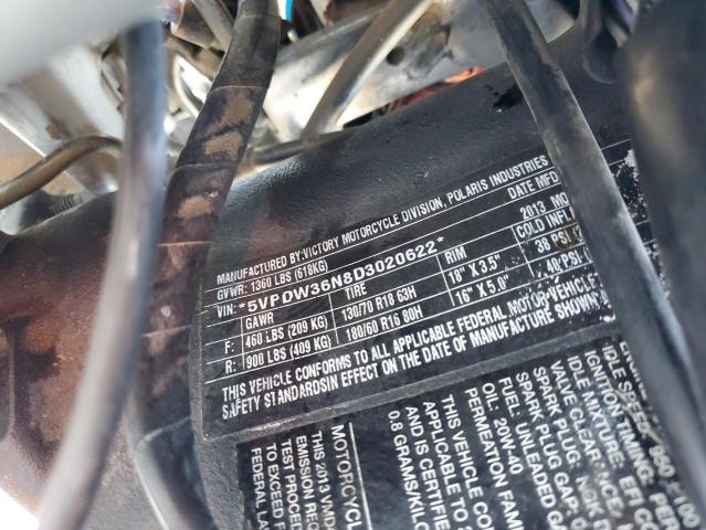 5VPDW36N8D3020622 - 2013 VICTORY MOTORCYCLES CROSS COUN Negro foto 8