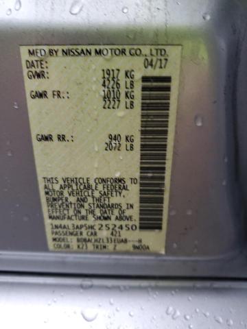 1N4AL3AP5HC252450 - 2017 NISSAN ALTIMA 2.5 SILVER photo 12