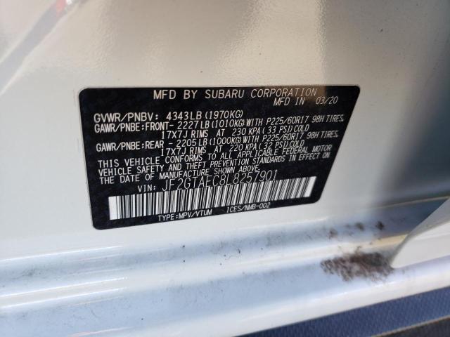 JF2GTAEC8L8257901 - 2020 SUBARU CROSSTREK PREMIUM Ağ foto 12