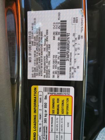 3FA6P0LU0DR379792 - 2013 FORD FUSION SE HYBRID BLACK photo 12