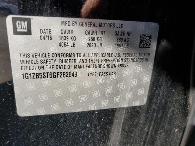 1G1ZB5ST6GF282649 - 2016 CHEVROLET MALIBU LS BLACK photo 12