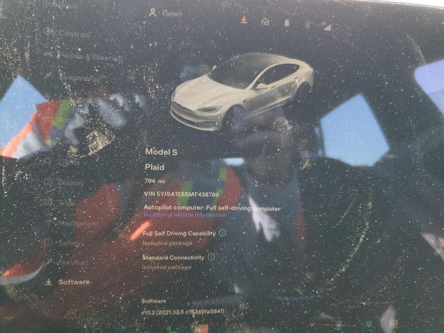 5YJSA1E65MF438786 - 2021 TESLA MODEL S Սպիտակ լուսանկար 9
