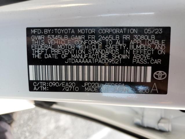 JTDAAAAA1PA009521 - 2023 TOYOTA MIRAI XLE WHITE photo 12