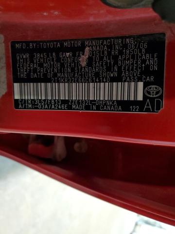 2T1KR32E66C614140 - 2006 TOYOTA COROLLA MA XR RED photo 12