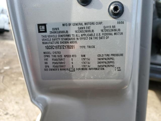 1GCEC19T37Z178281 - 2007 CHEVROLET SILVERADO C1500 CLASSIC Gümüş foto 12