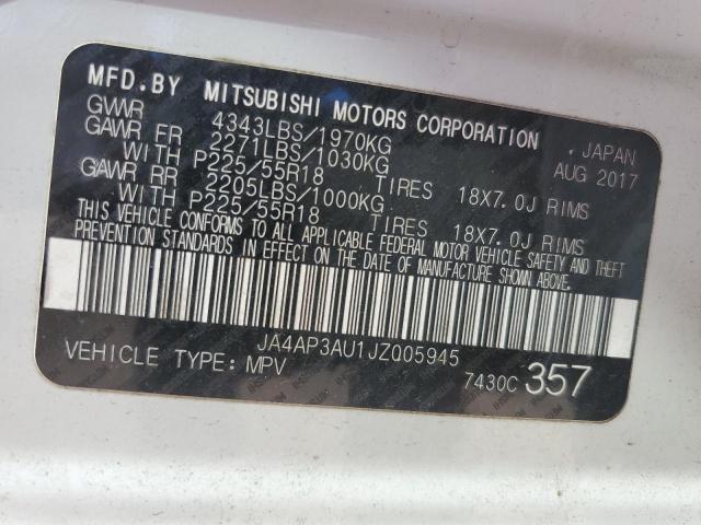 JA4AP3AU1JZ005945 - 2018 MITSUBISHI OUTLANDER ES WHITE photo 14