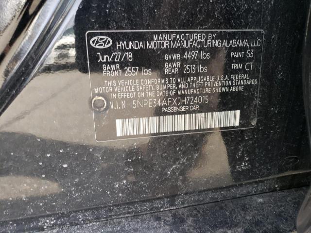 5NPE34AFXJH724015 - 2018 HYUNDAI SONATA SPO BLACK photo 12