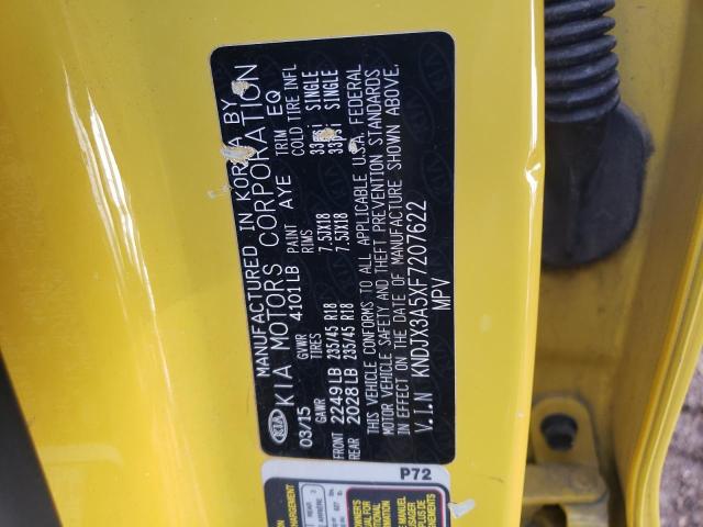 KNDJX3A5XF7207622 - 2015 KIA SOUL ! YELLOW photo 12