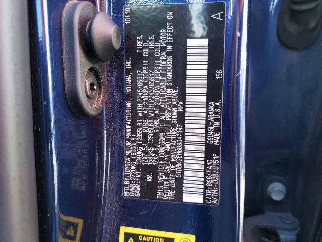 5TDBK3EH6BS047147 - 2011 TOYOTA HIGHLANDER BASE أزرق صورة 13