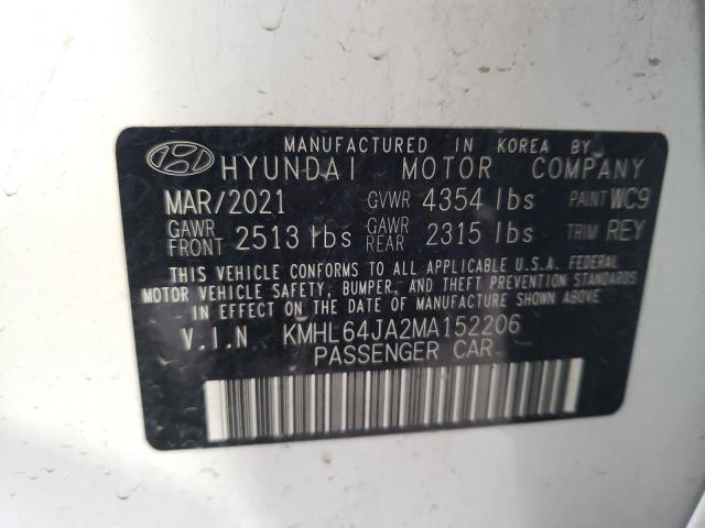 KMHL64JA2MA152206 - 2021 HYUNDAI SONATA SEL WHITE photo 12