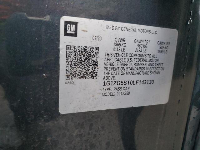 1G1ZG5ST0LF143130 - 2020 CHEVROLET MALIBU RS 蓝色 照片 12