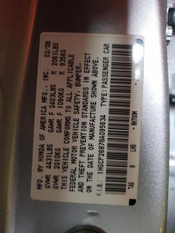 1HGCP26878A095634 - 2008 HONDA ACCORD EXL SILVER photo 12