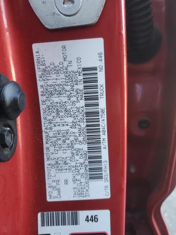 3TMJU62N89M079402 - 2009 TOYOTA TACOMA DOUBLE CAB PRERUNNER RED photo 12