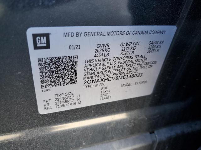 2GNAXHEV8M6148033 - 2021 CHEVROLET EQUINOX LS GRAY photo 14