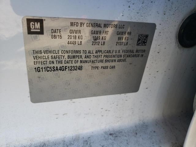 1G11C5SA4GF123248 - 2016 CHEVROLET MALIBU LIM LT WHITE photo 12