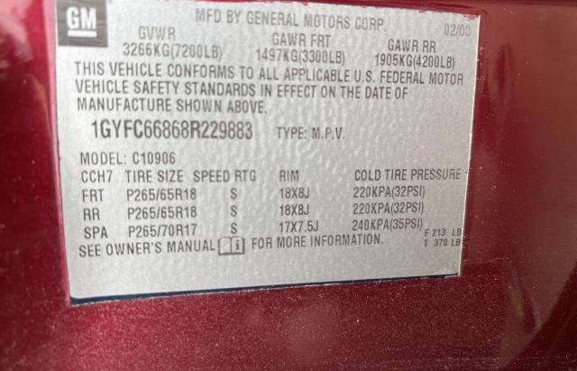 1GYFC66868R229883 - 2008 CADILLAC ESCALADE ESV MAROON photo 10