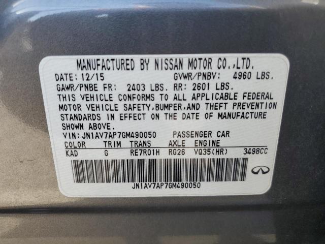 JN1AV7AP7GM490050 - 2016 INFINITI Q50 HYBRID GRAY photo 13