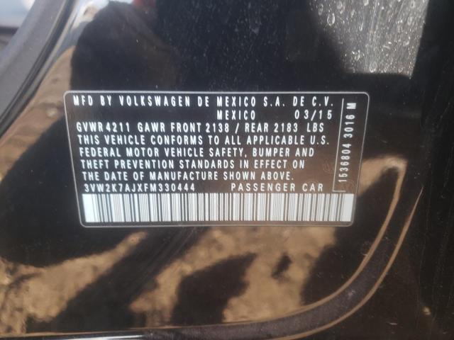 3VW2K7AJXFM330444 - 2015 VOLKSWAGEN JETTA BASE 黑色 照片 12