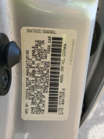 5YFBU4EE3CP047039 - 2012 TOYOTA COROLLA BASE SILVER photo 12