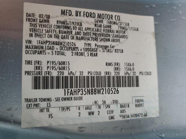 1FAHP35N88W210526 - 2008 FORD FOCUS SE BLUE photo 12