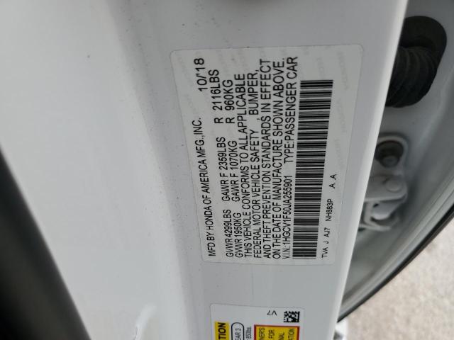 1HGCV1F50JA255901 - 2018 HONDA ACCORD EXL WHITE photo 12